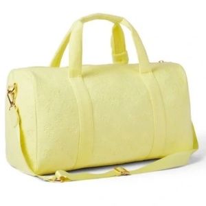NEW STONEY CLOVER LANE X TARGET YELLOW TERRY EMBOSSED PALM TREES DUFFLE BAG